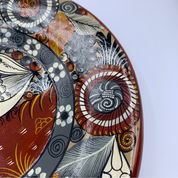 Mexican Folk Art Pottery Hand Painted Bird Wall Hanging Plate 9.75” - Picture 3 of 8